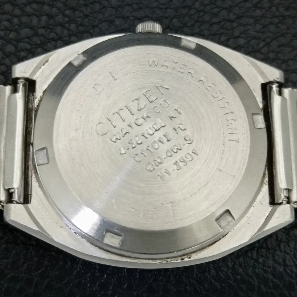 Vintage 1978 Citizen Automatic Mens Silver Watch W/daydate & Brown accents